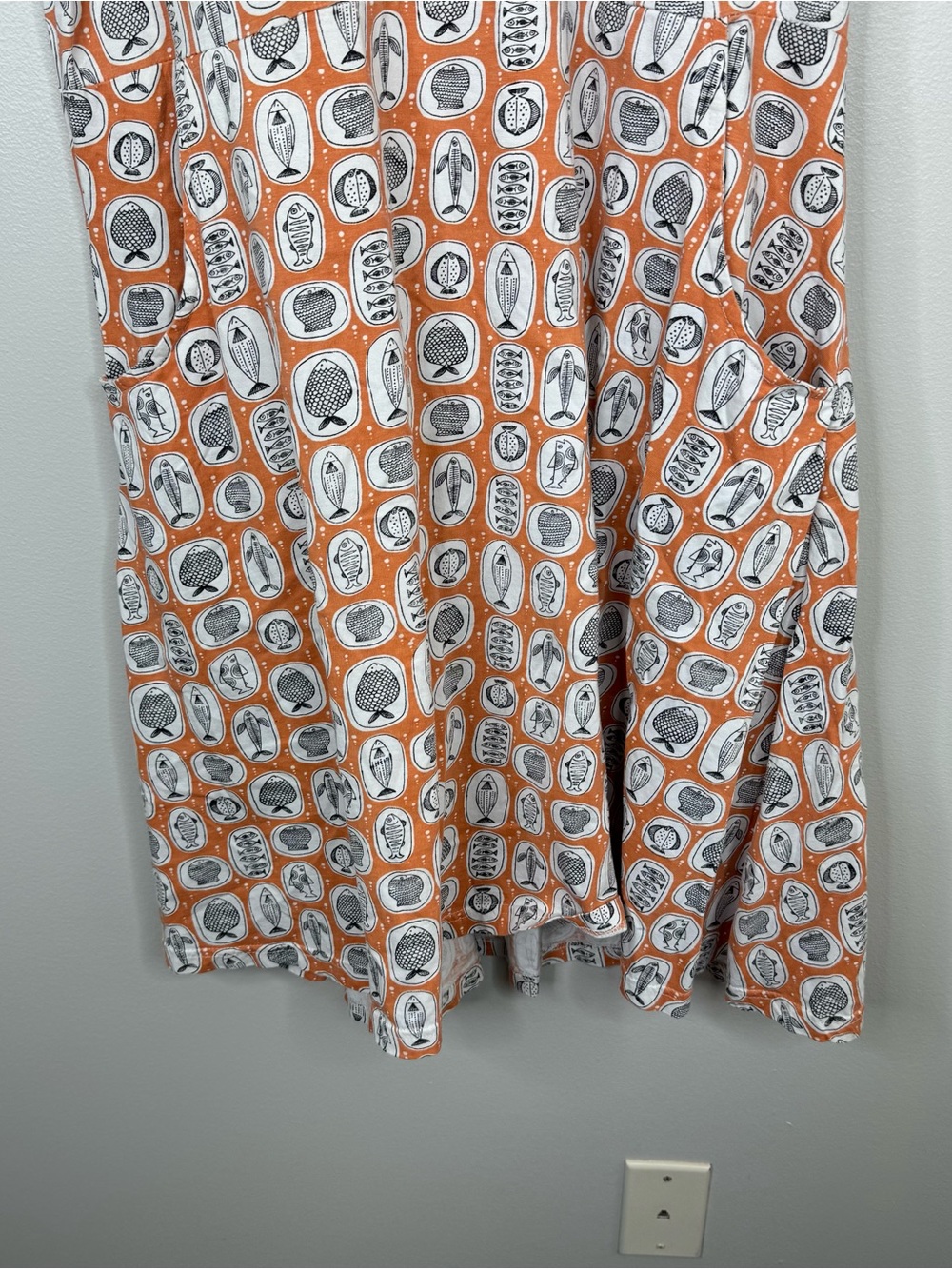 Svaha Novelty Fish Print Scoop Neck Dress Pockets XL - Picture 3 of 7